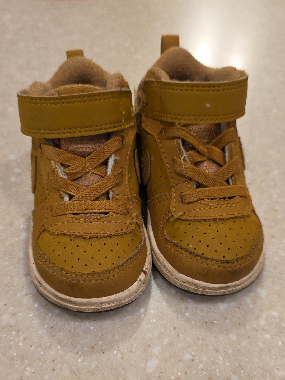 Nike Kids Brown High-Top Sneakers with Hook-and-Loop Strap